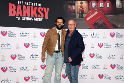 A photo of Jan Trevalyan, DDC Group Chairman and Co-Founder with Dr Abdullah Bin Saleh Alnaeem, Chairman and Philanthropist at Eamar Developments (UK) Ltd  at The Mystery of Banksy – A Genius Mind exhibition.