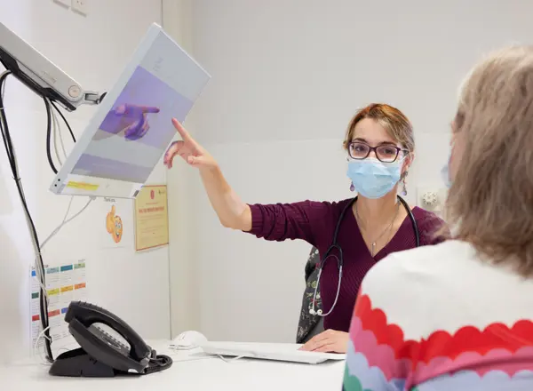 Outpatient, patient and doctor, consultation, September 2022, Dr Sara Valpione, Louise Dobson